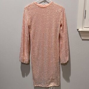 Pink Sequence Long Sleeve Dress